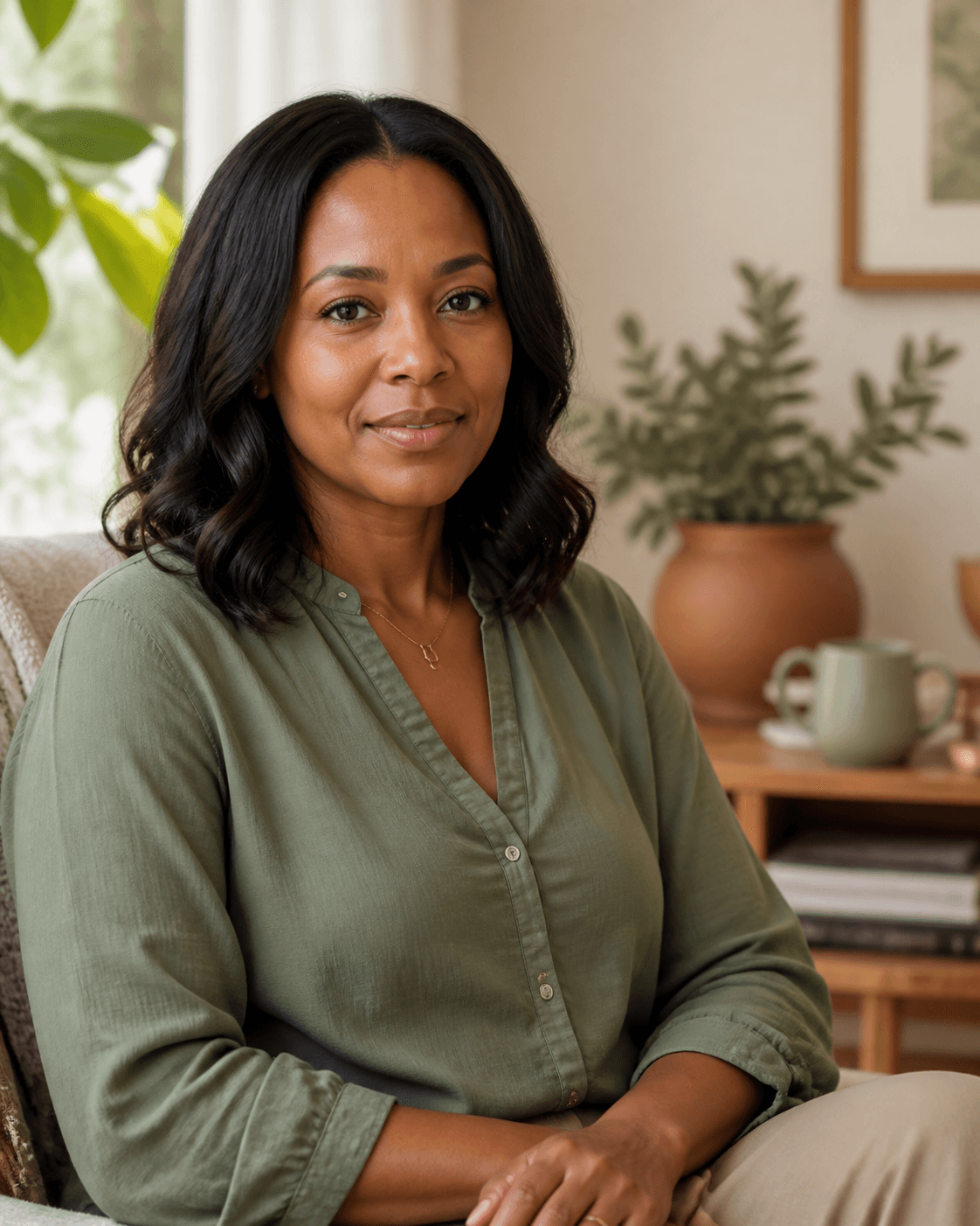 The Village Companion founder, a young Black woman in her mid-thirties